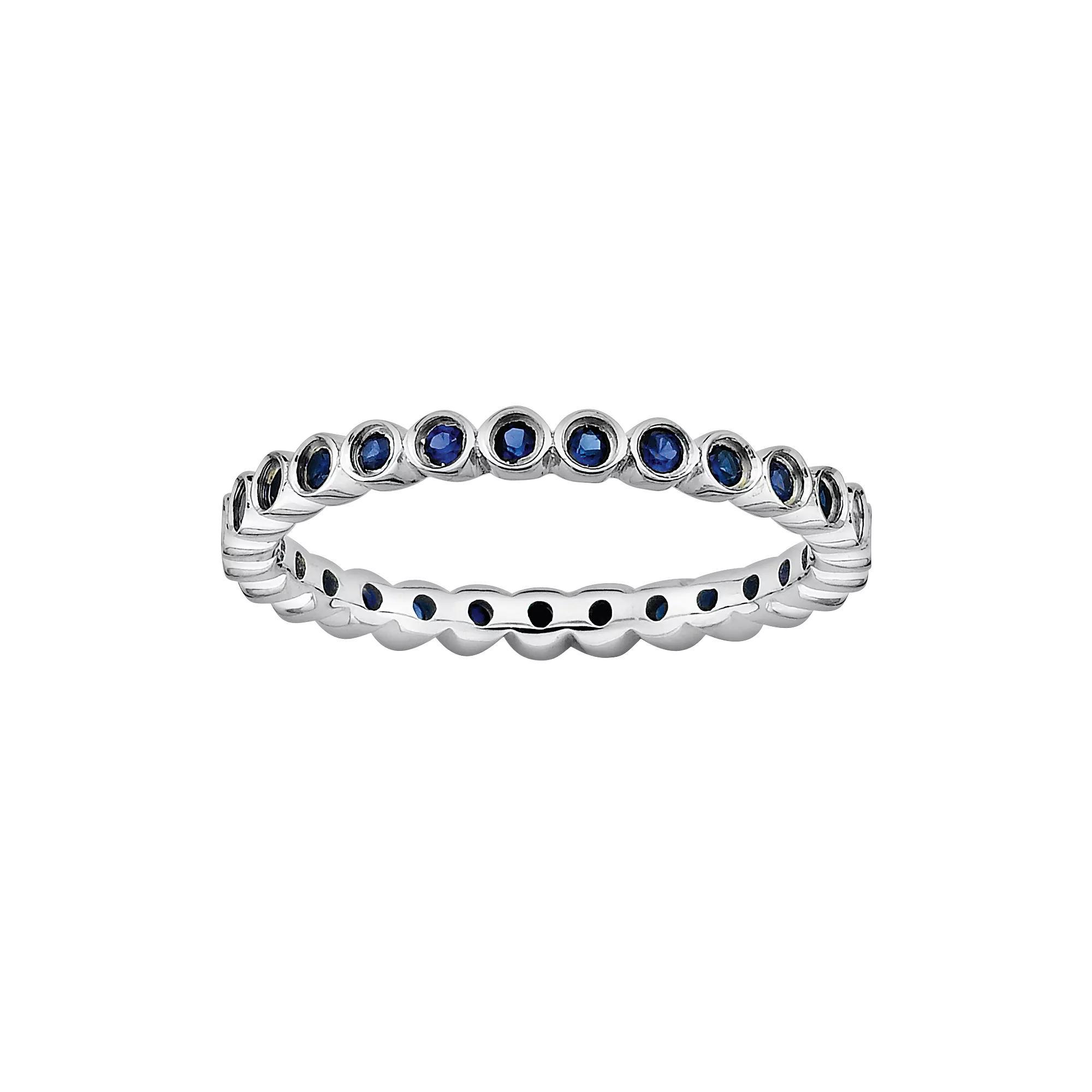 Stacks & Stones Sterling Silver Lab-Created Sapphire Stack Ring, Women's, Size: 9 Product Image
