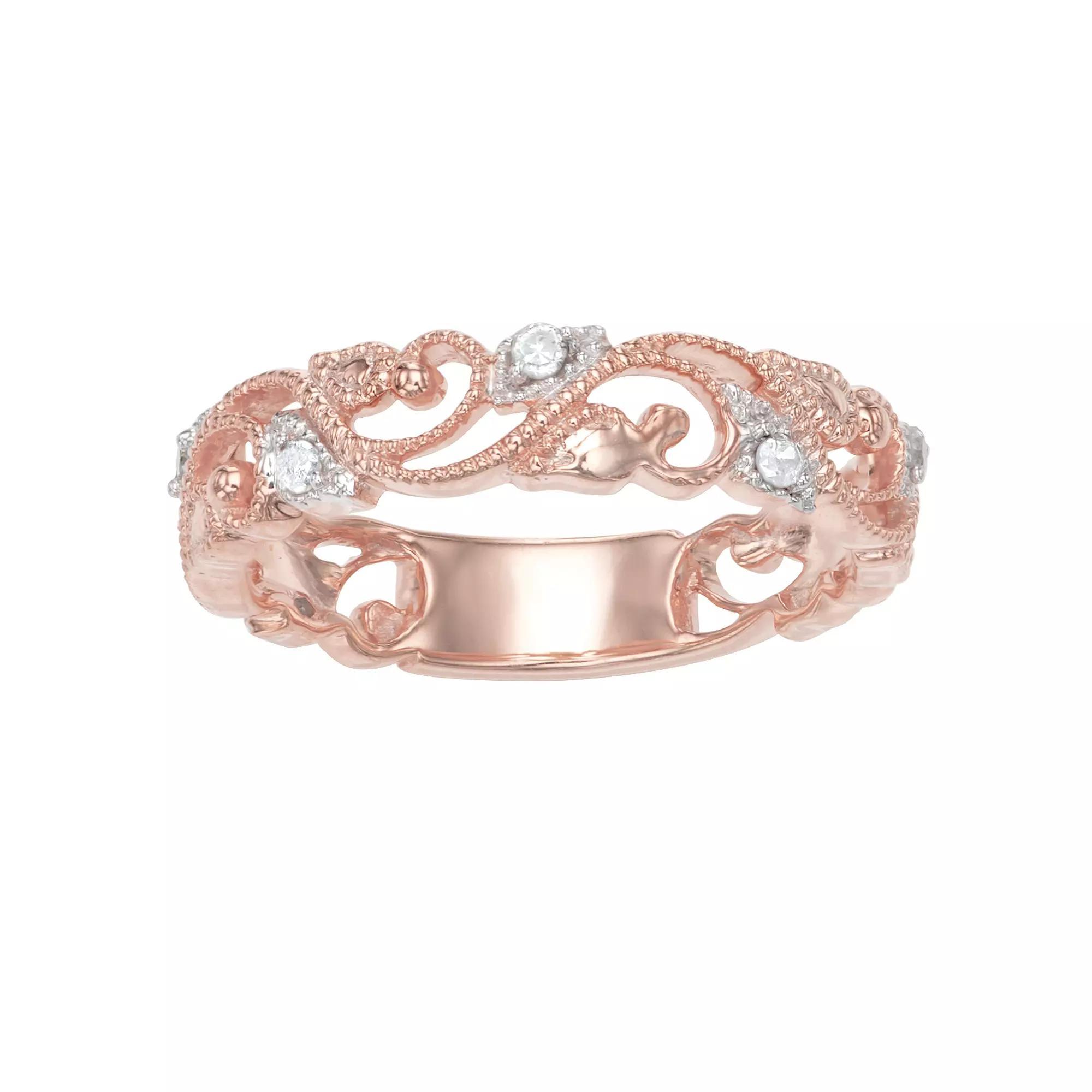 Sterling Silver 1/10 Carat T.W. Diamond Ring, Women's, Size: 8, White Product Image