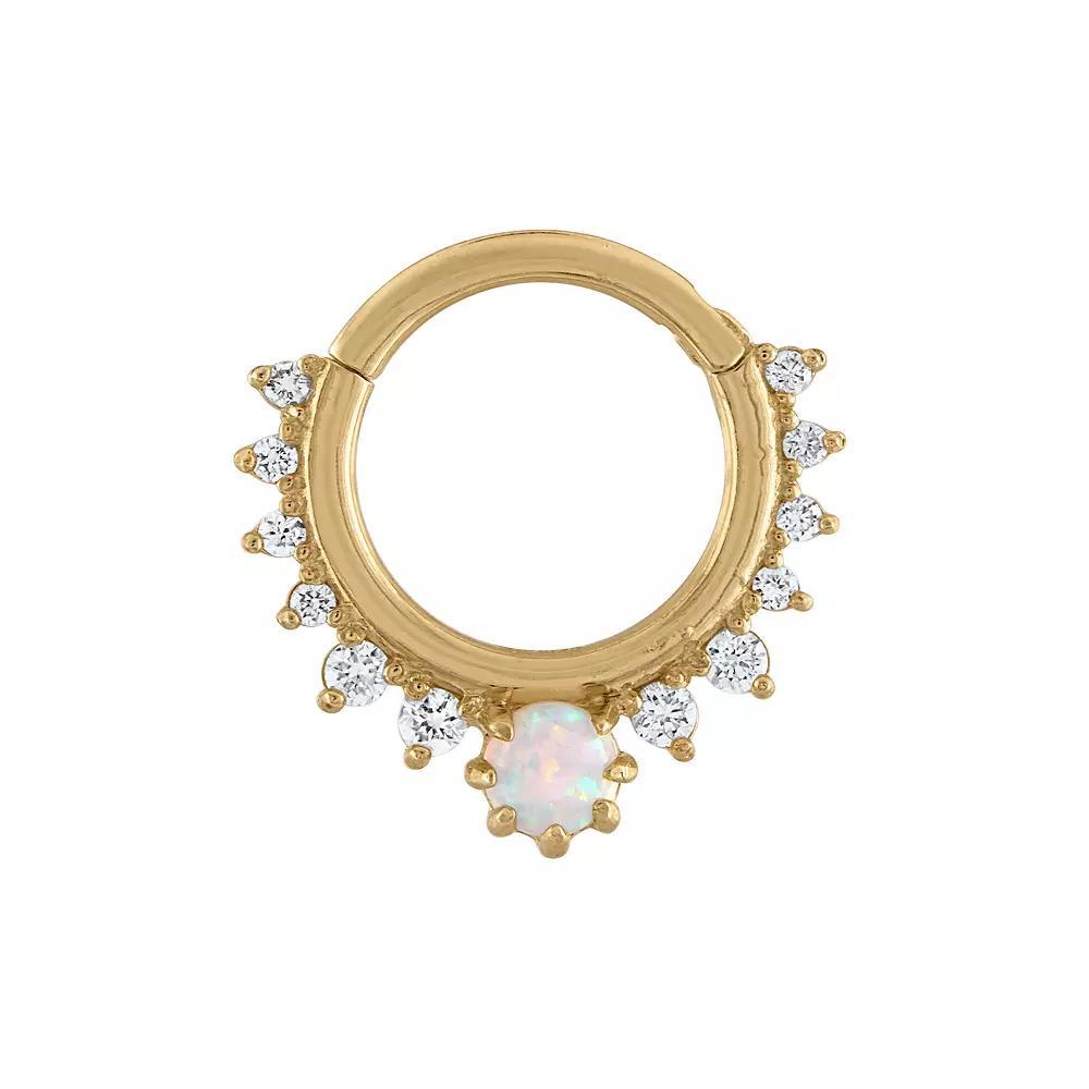 Amella Jewels 14k Gold White Opal & Diamond Accent Septum Ring, Women's Product Image