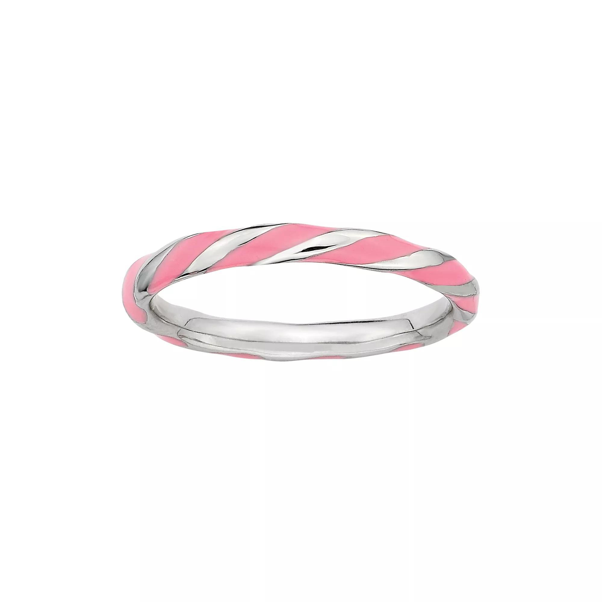 Stacks & Stones Sterling Silver Pink Enamel Twist Stack Ring, Women's, Size: 5 Product Image
