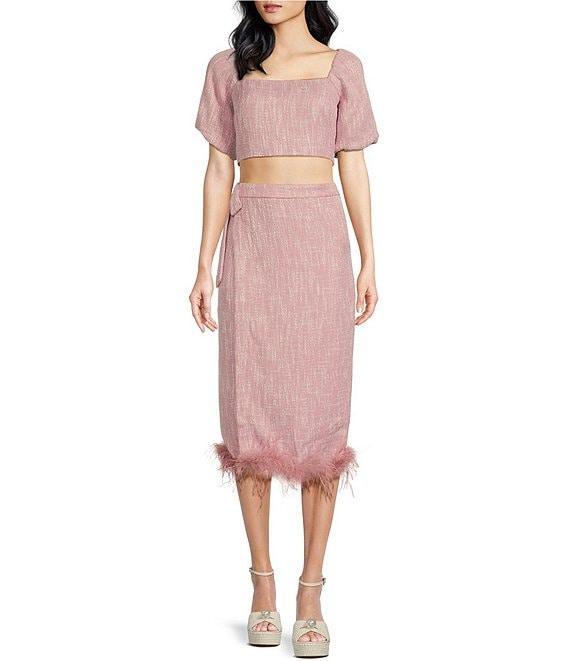 Lucy Paris Vanessa Square Neck Short Puff Sleeve Tie Back Cropped Top Product Image