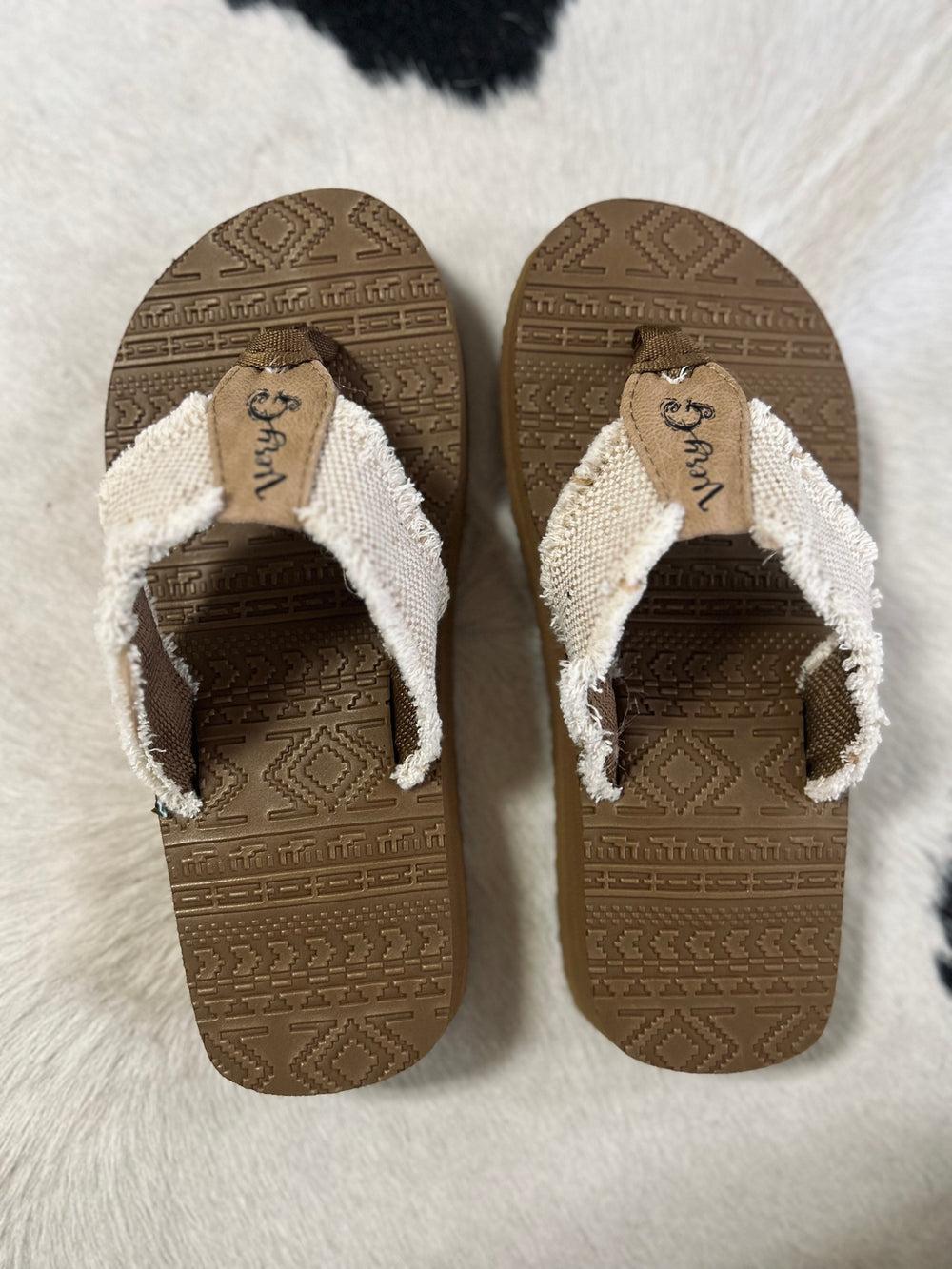 Natural Brexly Aztec Flip Flops Product Image