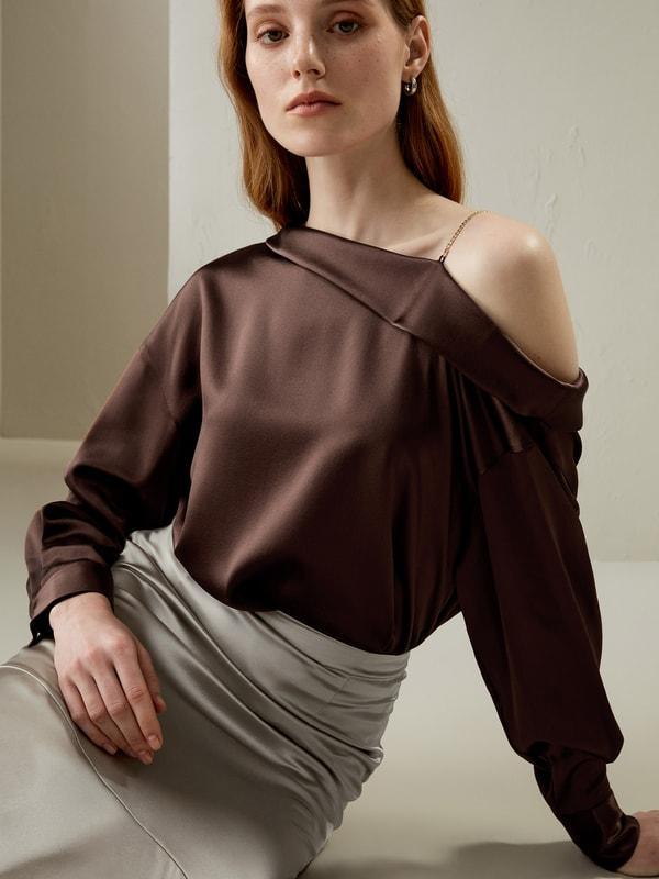Silk Chic One-Shoulder Top Product Image