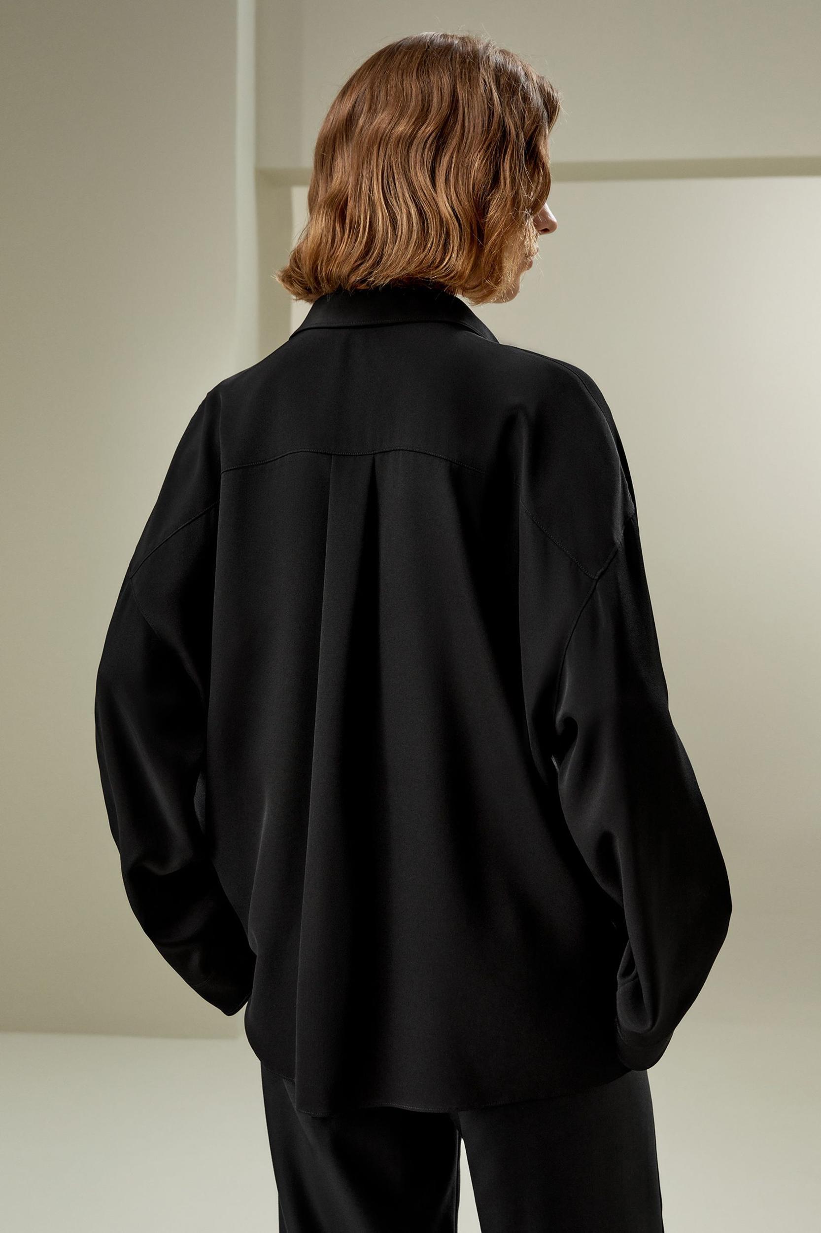 Relaxed Fit Drape Oversized Silk Shirt Product Image