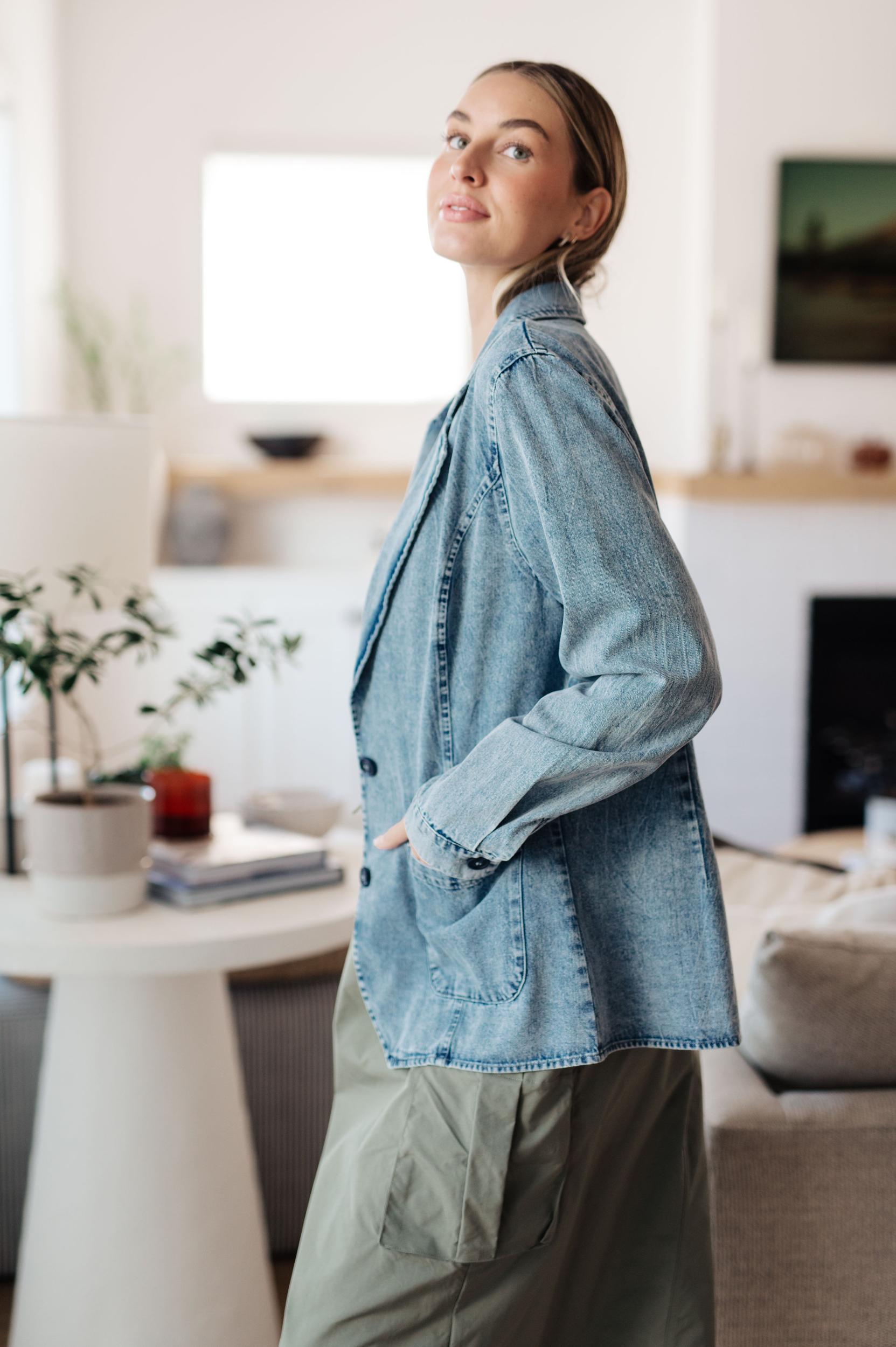 Business Brunch Denim Blazer - ONLINE EXCLUSIVE! Product Image