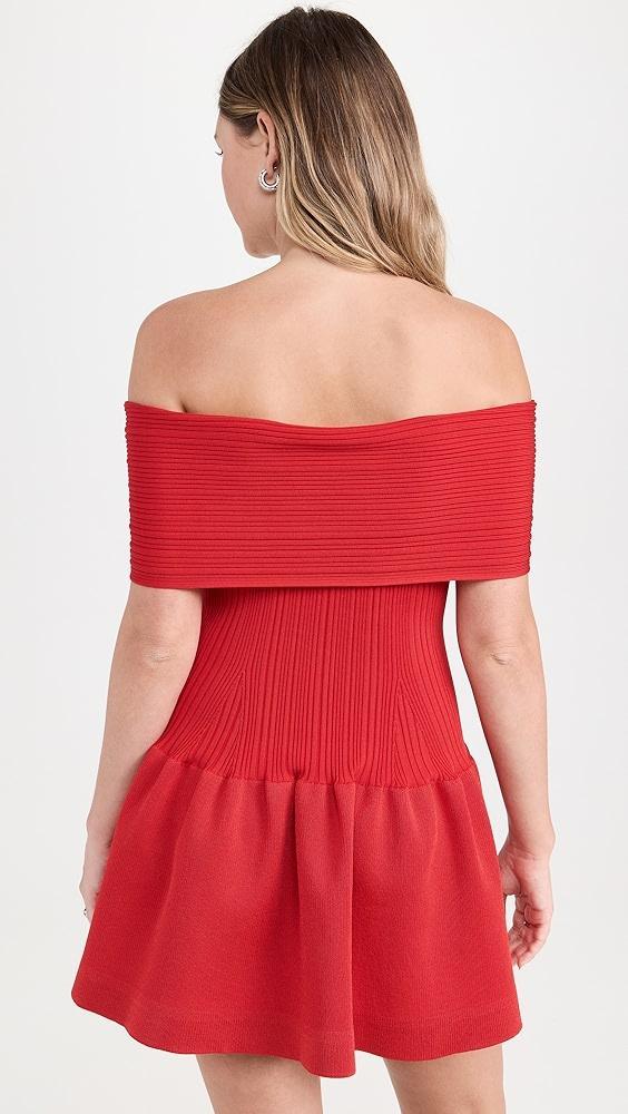 Self Portrait Red Knit Bow Mini Dress | Shopbop Product Image