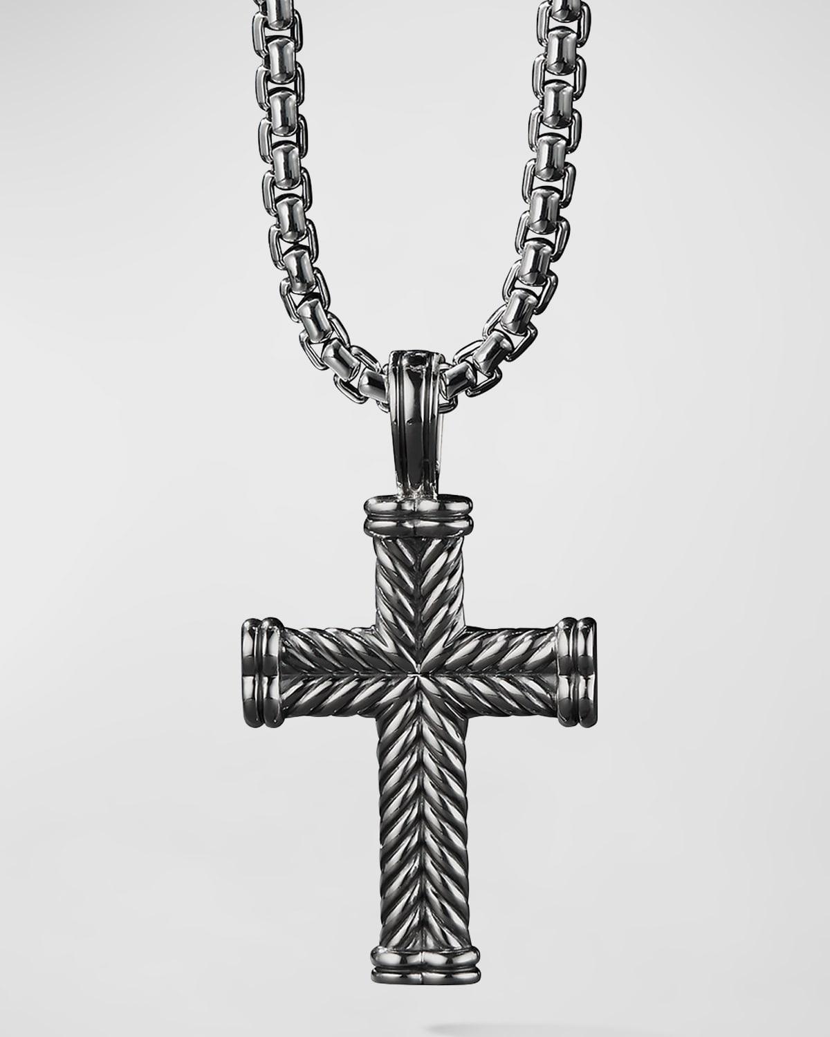 Mens Chevron Cross Pendant in Sterling Silver Size 0 Product Image