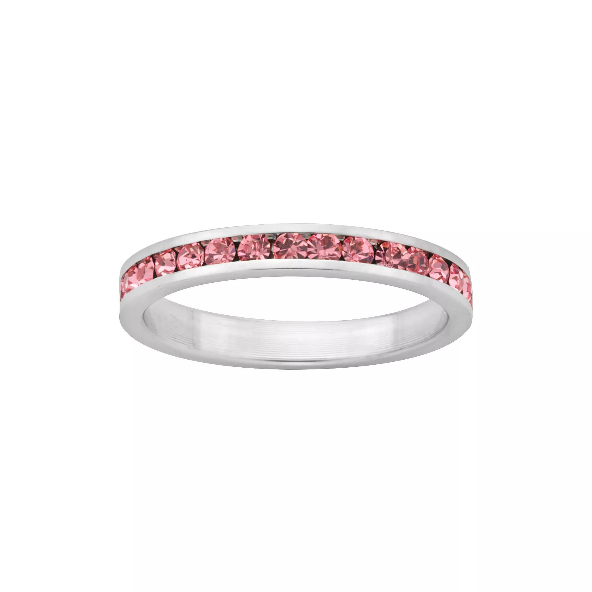 Sterling Silver Pink Crystal Eternity Ring, Women's, Size: 9 Product Image