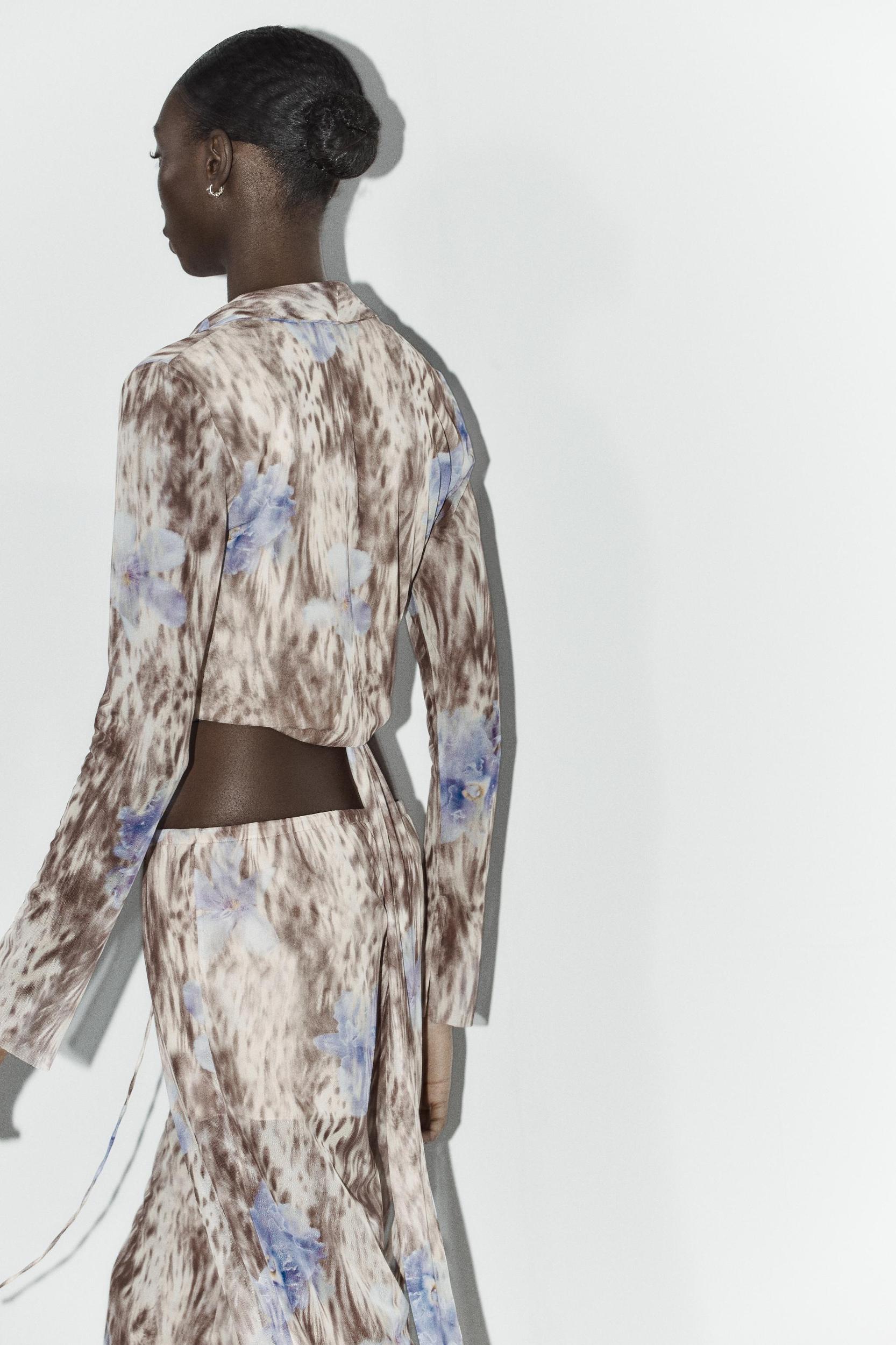 PRINTED TULLE WRAP TOP Product Image
