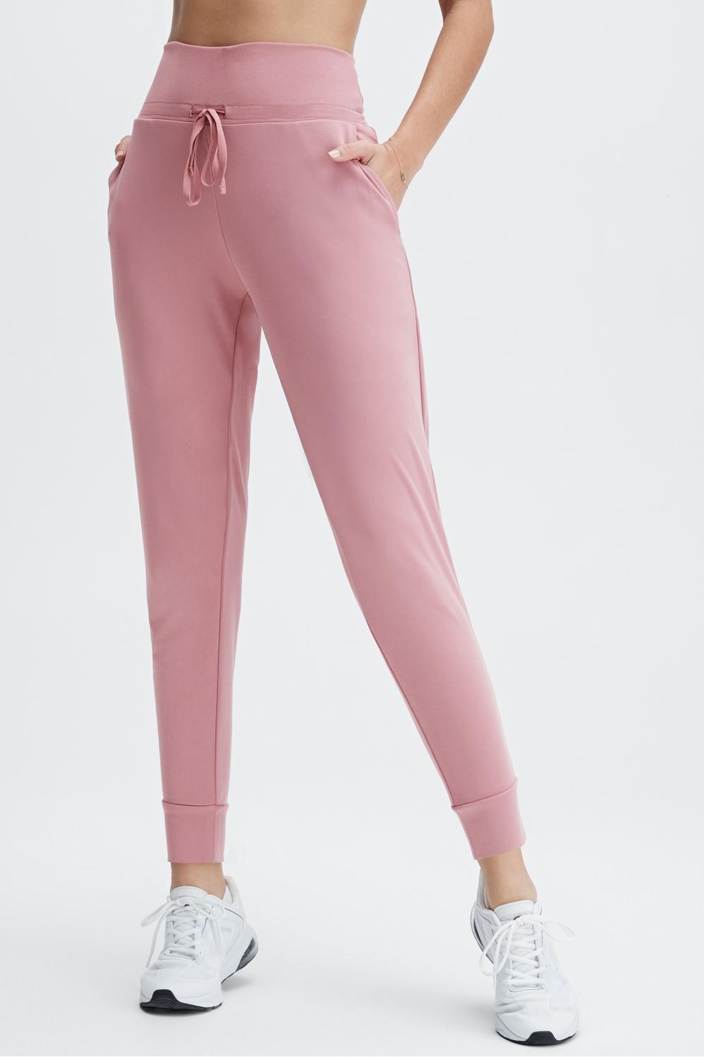 Fabletics Eco Sleek Knit Drawstring Pant Womens pink plus Size 3X Product Image