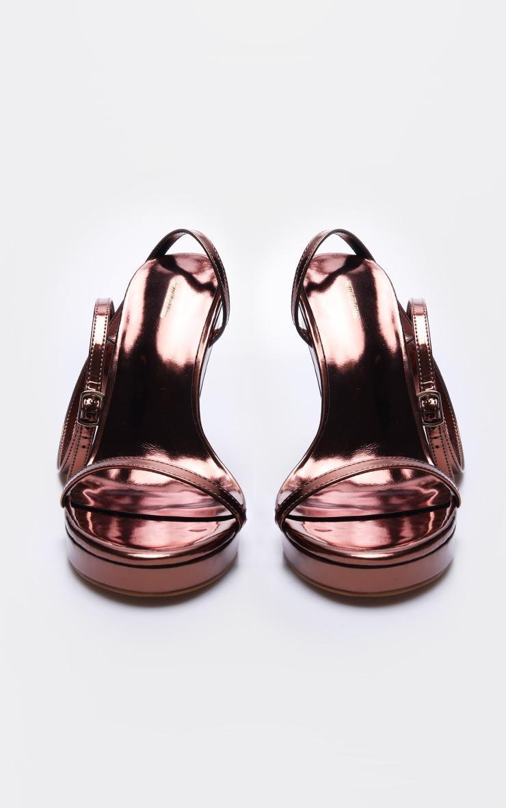 Bronze Metallic PU Round Toe Curved Heel Wedges Product Image