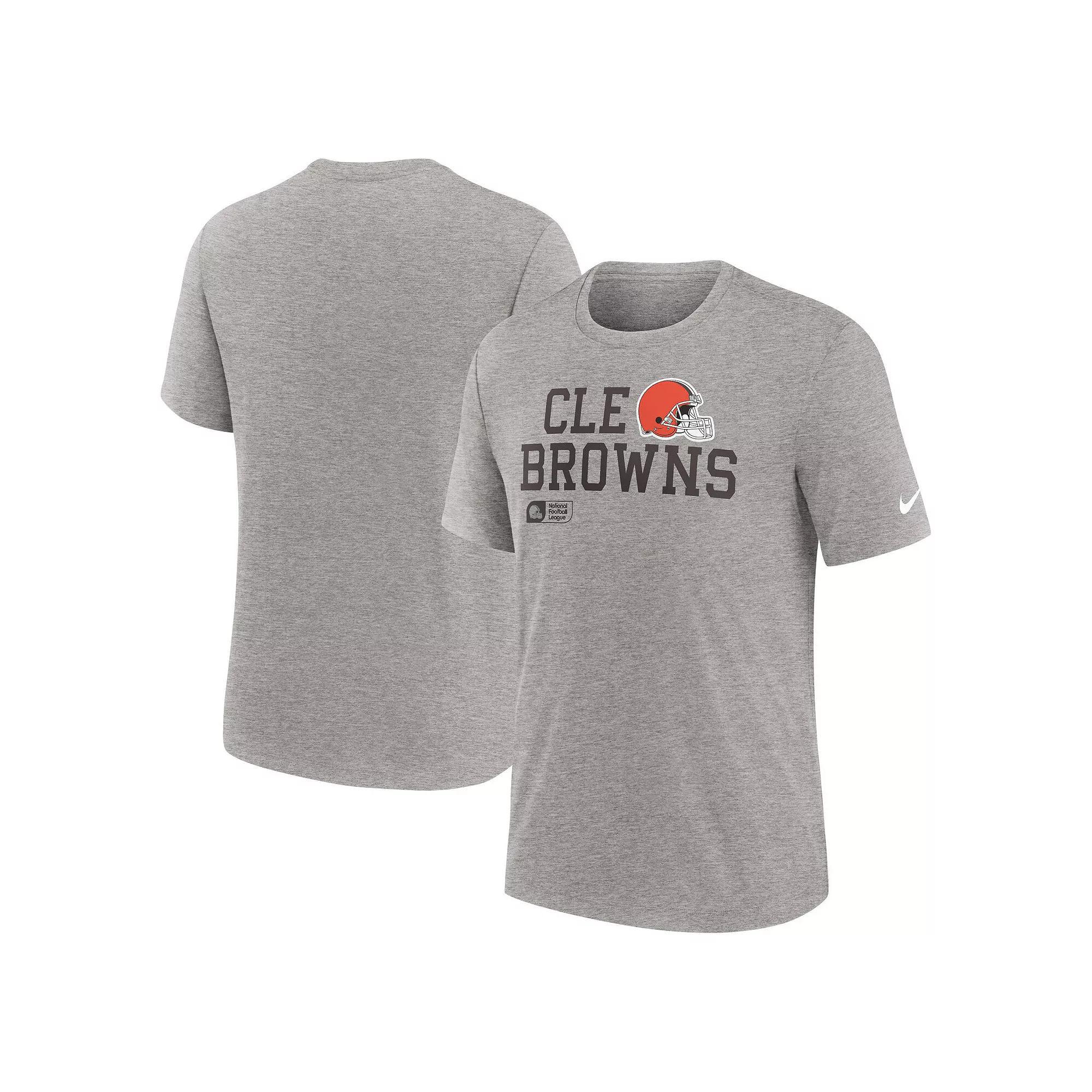 Men's Nike Heather Gray Miami Dolphins Overlap Lockup Tri-Blend T-Shirt, Size: Large, Grey Product Image