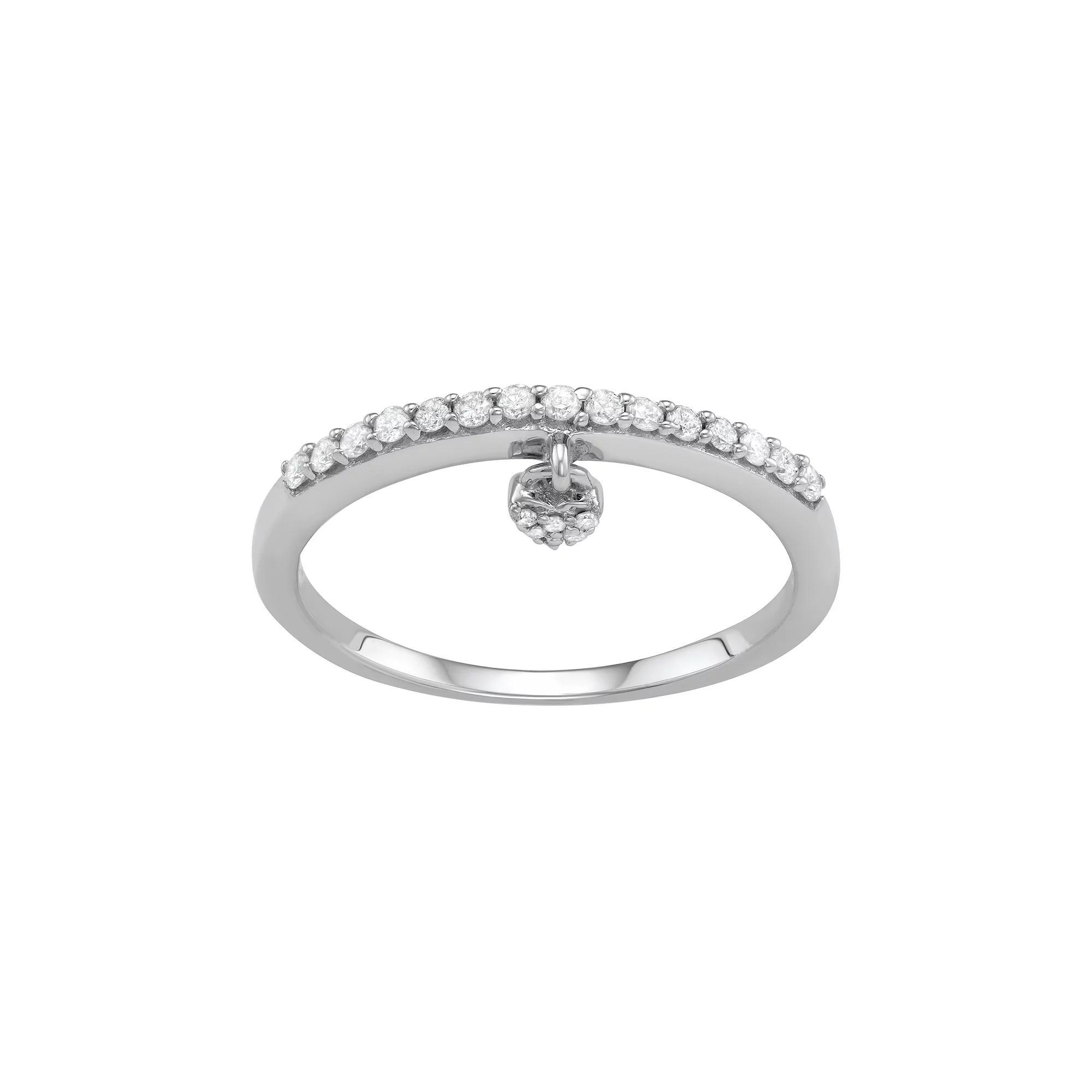 Jewelexcess Sterling Silver 1/5 Carat T.W. Diamond Heart Charm Ring, Women's, Size: 6, Gold Tone Product Image