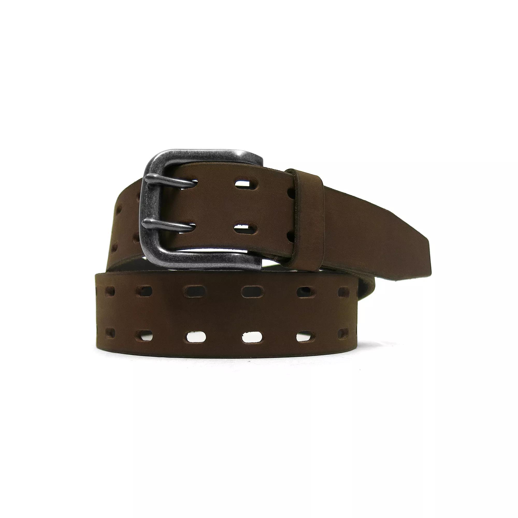 Men's Smith's Workwear 38mm Double Prong Perforated Leather Belt, Size: 44, Crazy Horse Brown Product Image