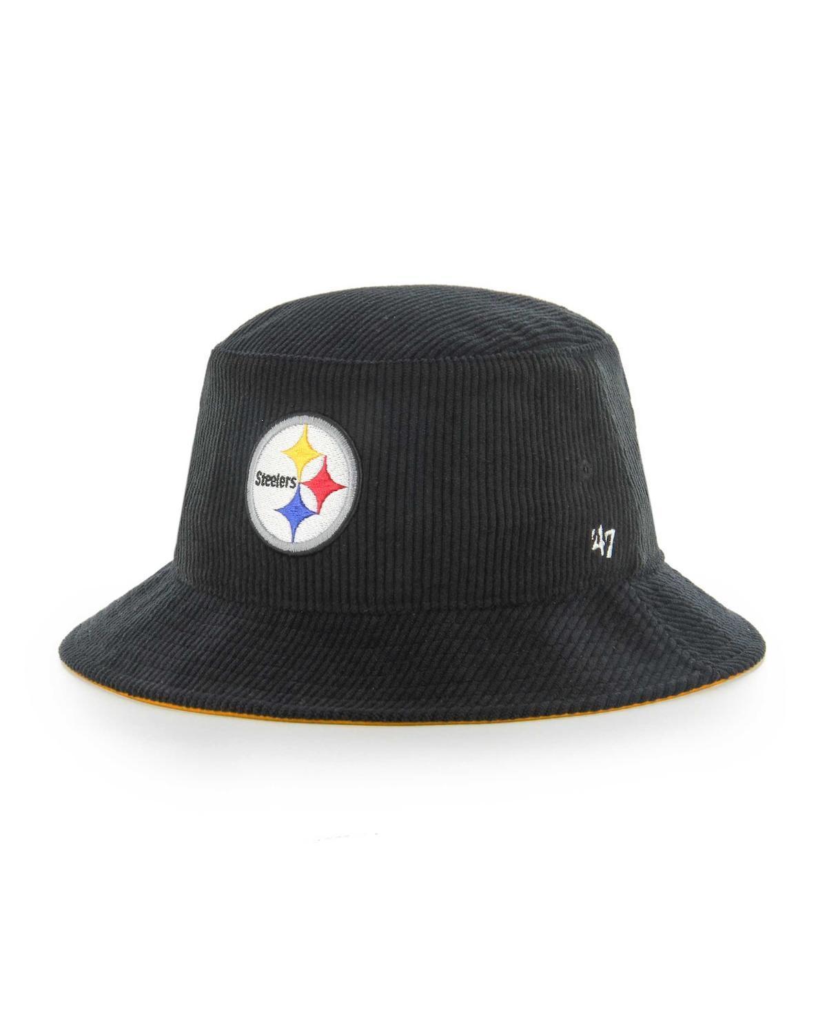 Men's '47 Black Pittsburgh Steelers Thick Cord Bucket Hat, Size: Large/XL Product Image