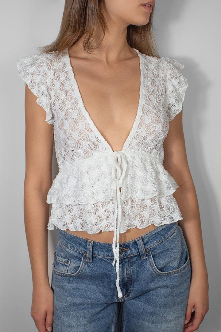 Lace ruffle top Product Image