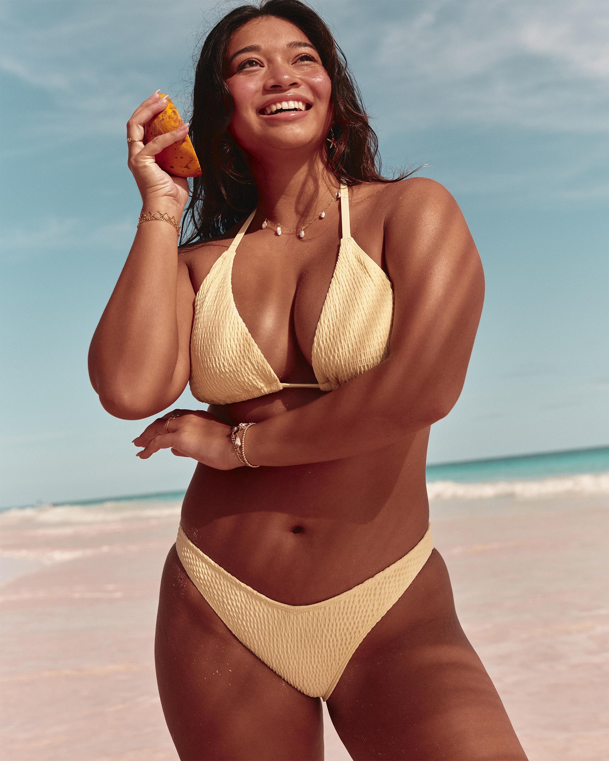 Smocked High-Leg Cheeky Bikini Bottom Product Image
