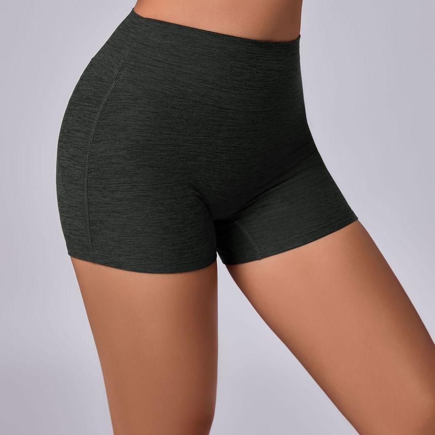 High Waist Melange Biker Shorts Product Image