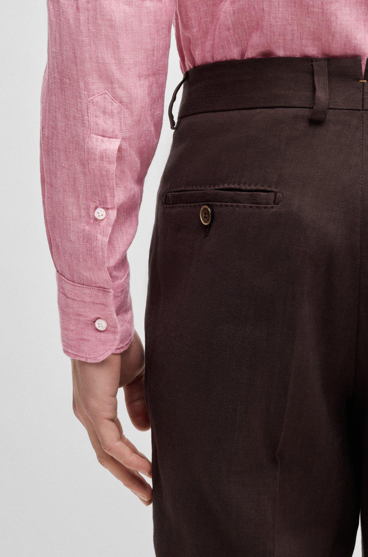 BOSS - Slim-fit shirt in Italian linen - Pink Product Image