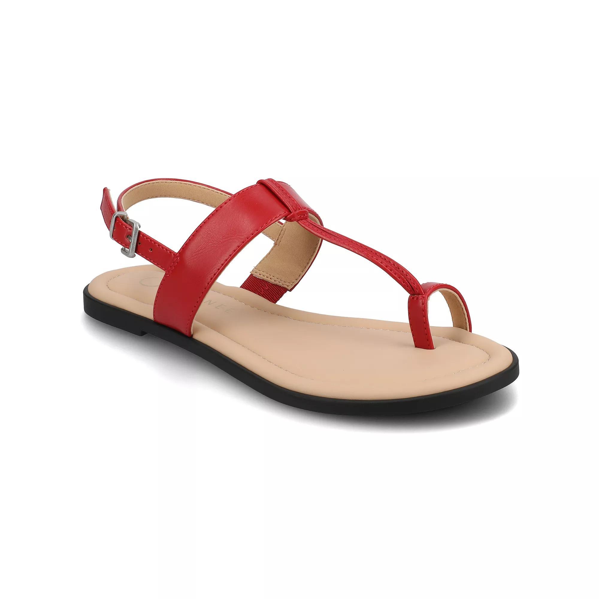 Journee Gerra T-Strap Toe Ring Womens Flat Sandals Product Image