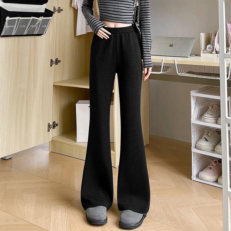 High Rise Plain Flared Sweatpants Product Image