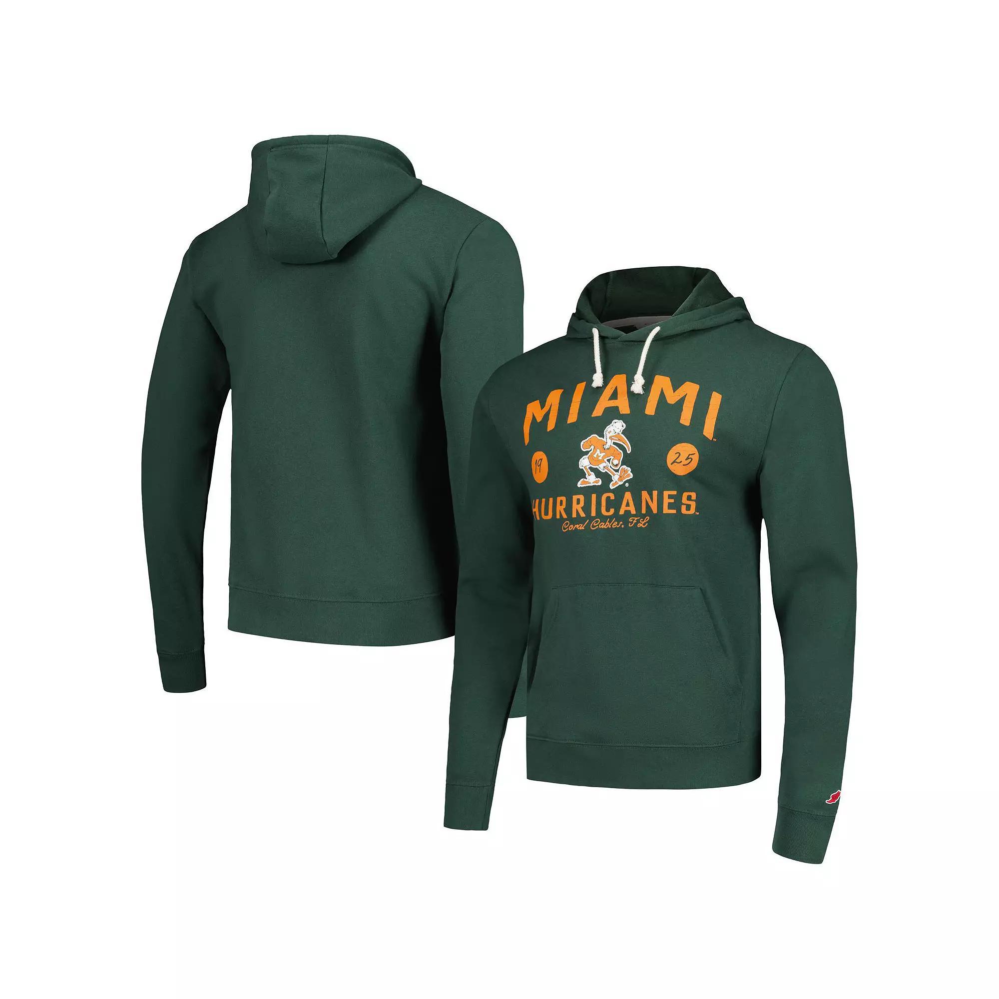 Men's League Collegiate Wear  Green Miami Hurricanes Bendy Arch Essential Pullover Hoodie, Size: Medium Product Image