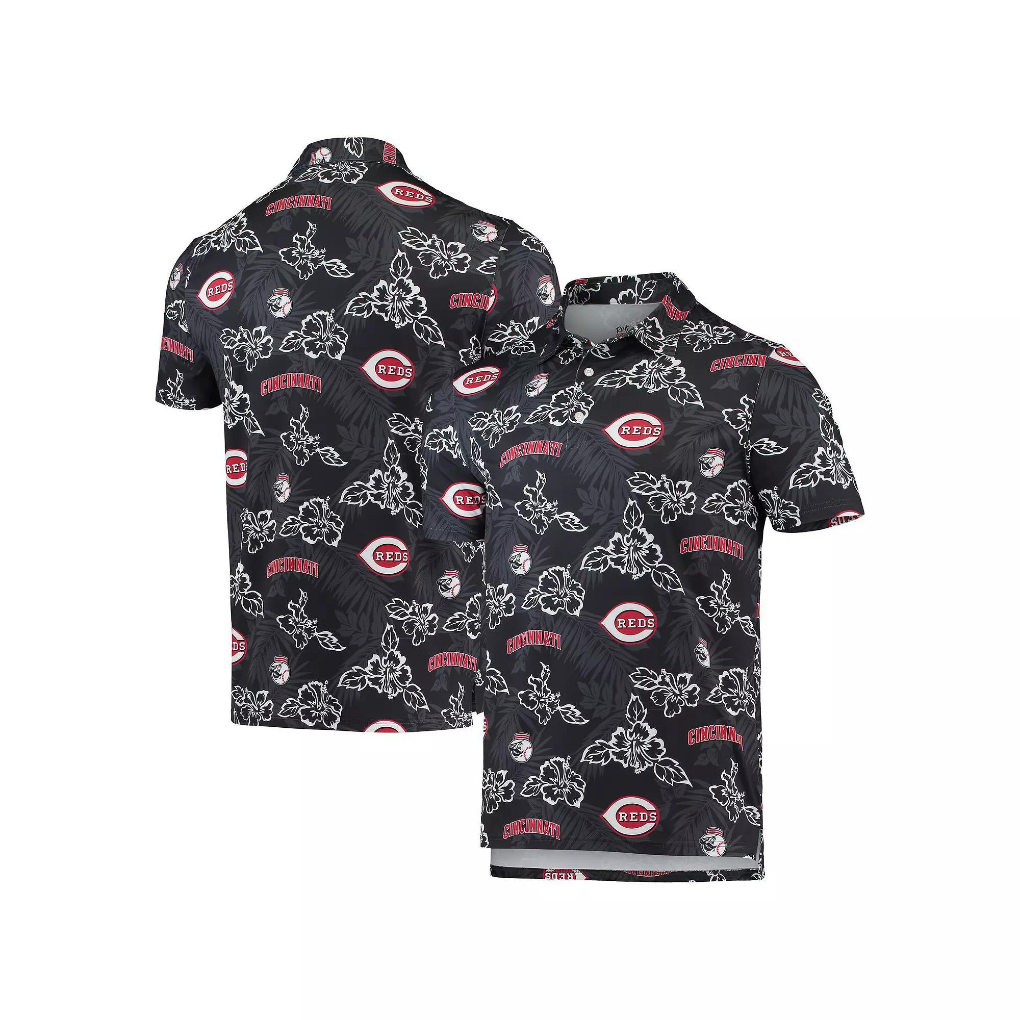 Men's Reyn Spooner Black Cincinnati Reds Performance Polo, Size: XL, Red Black Product Image