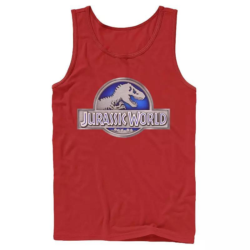Men's Jurassic World Classic Blue Glow Fossil Logo Graphic Tank Top, Size: Small, Grey Product Image