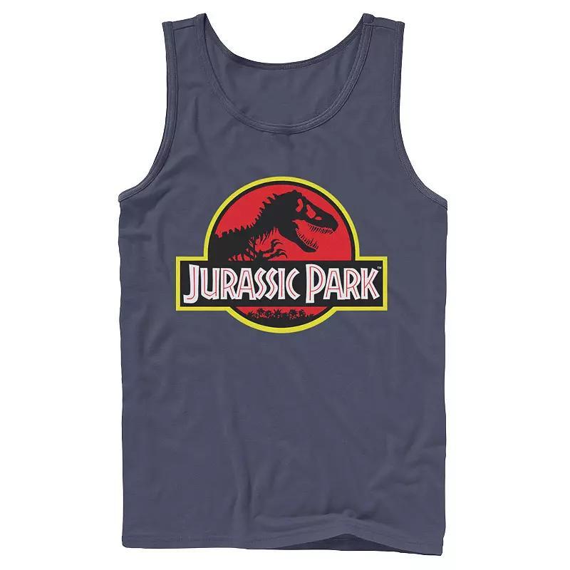 Mens Jurassic Park Red & Yellow Outline Logo Graphic Tank Top Grey Product Image