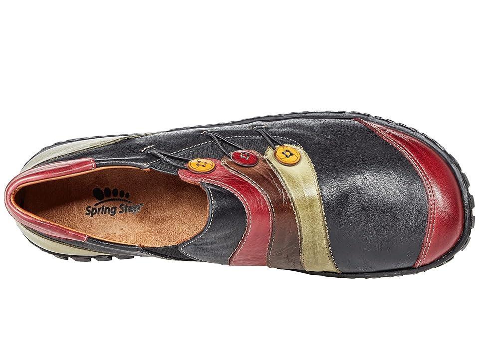 Spring StepNeeta Womens Leather Slip-On Button Design Shoes Blue Team Product Image