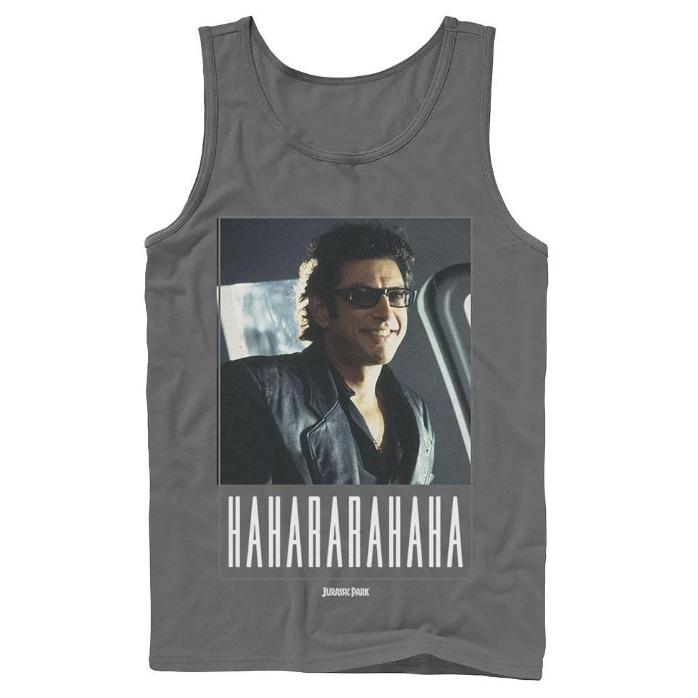 Men's Jurassic Park Ian Malcolm Hahararahaha Tank Top, Size: Small, Grey Product Image