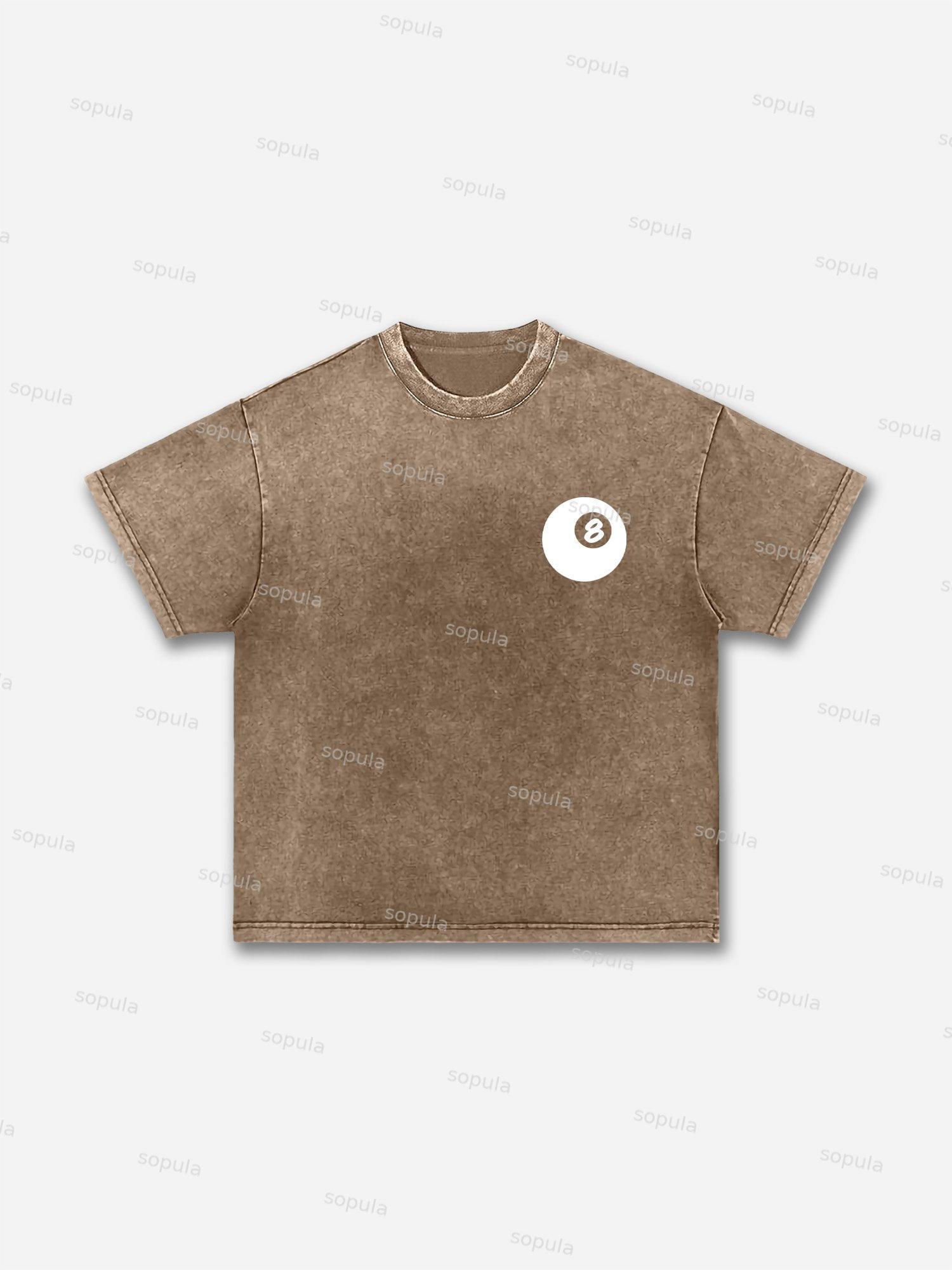Vintage Black 8 Print Graphic Acid Wash T-shirt Product Image