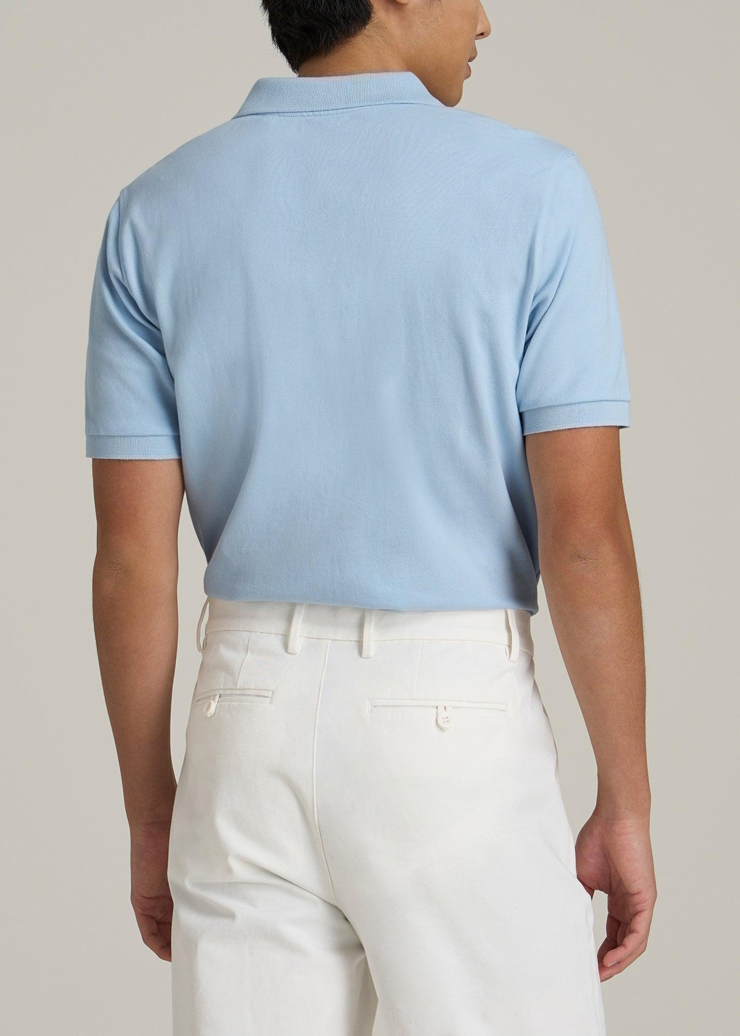 Men's Tall Classic Polo with Embroidered Logo in Ice Blue Product Image