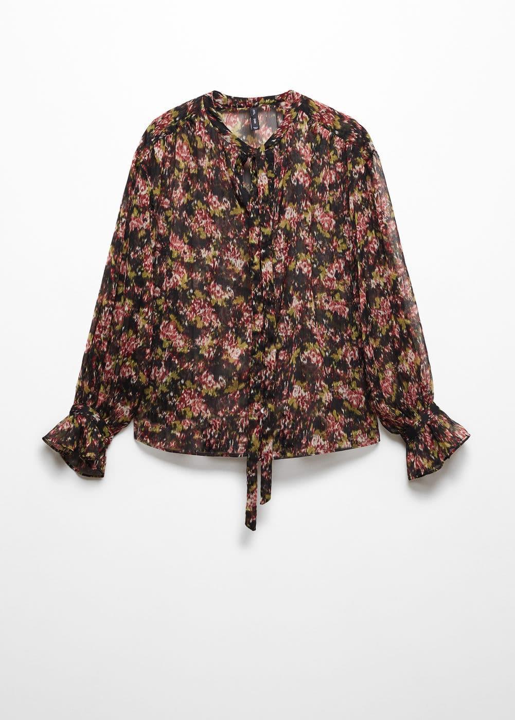 Mango Womens Bow Printed Blouse Product Image
