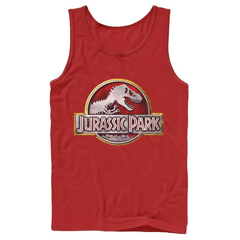 Men's Jurassic Park Chrome Logo Tank Top, Size: Small, Blue Product Image
