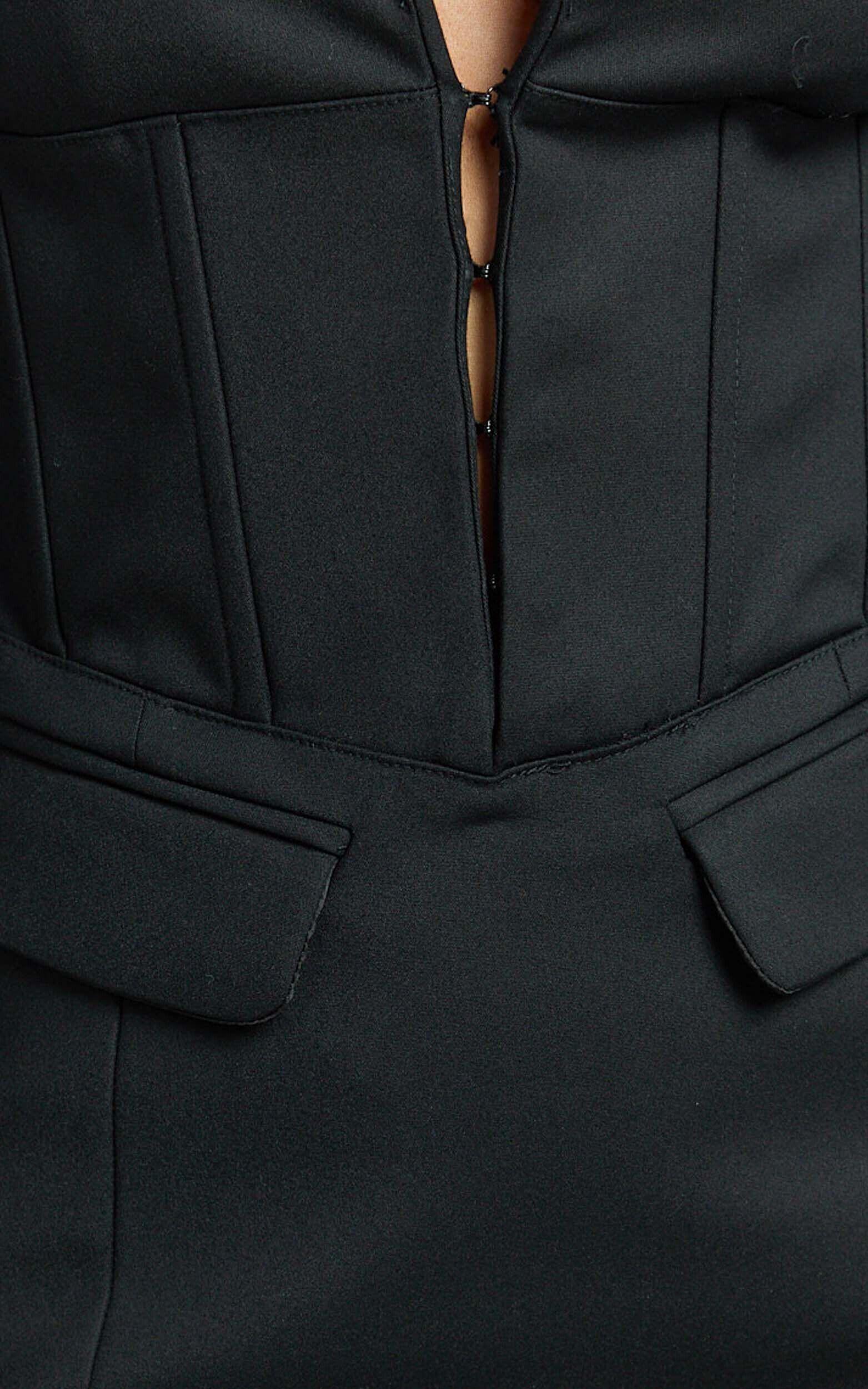 Lawrence Mini Dress - Workwear Hook And Eye Front Fit And Flare Blazer Dress in Black Product Image
