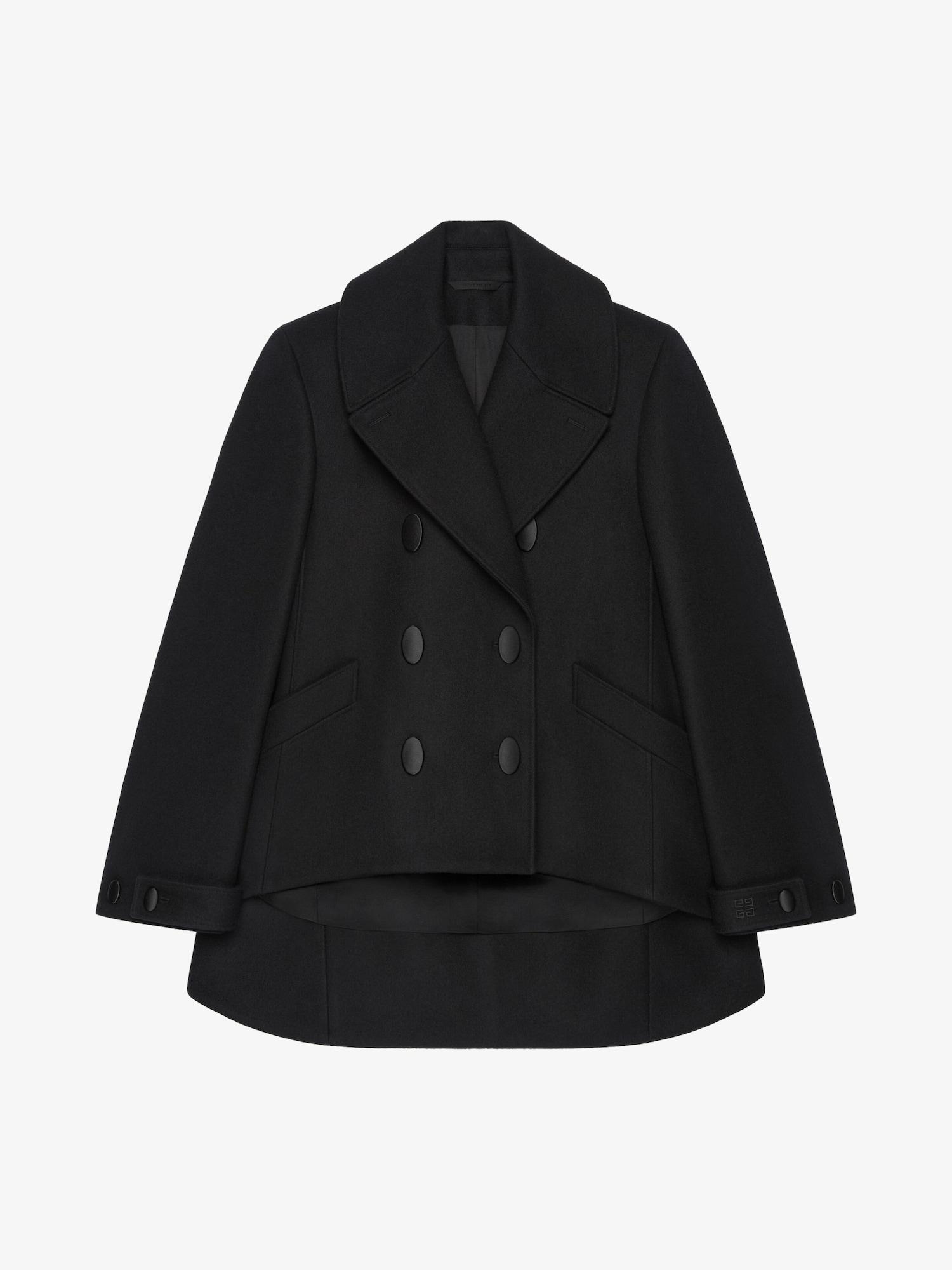 Oversized asymmetric peacoat in wool Product Image