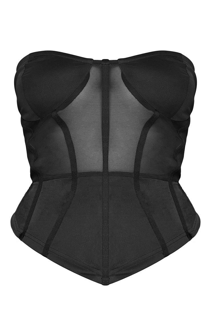 Plus Black Structured Mesh Corset Product Image