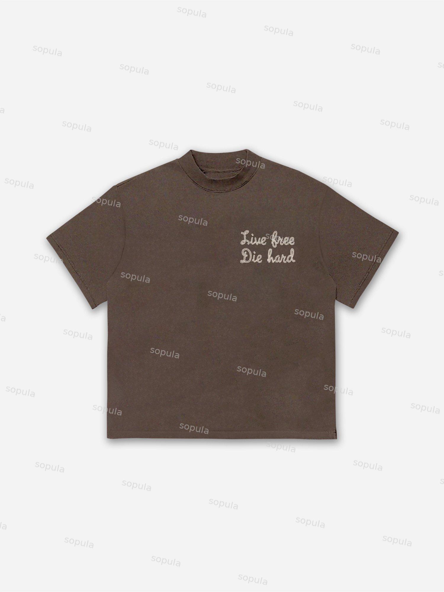 Live Free, Die Hard Western Cowboy Graphic Cotton T-shirt Product Image