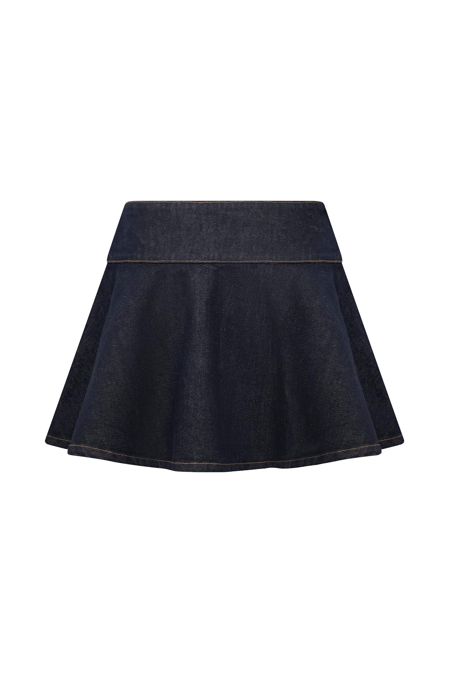 Arista Denim Mini Skirt - Washed Indigo Blue Product Image