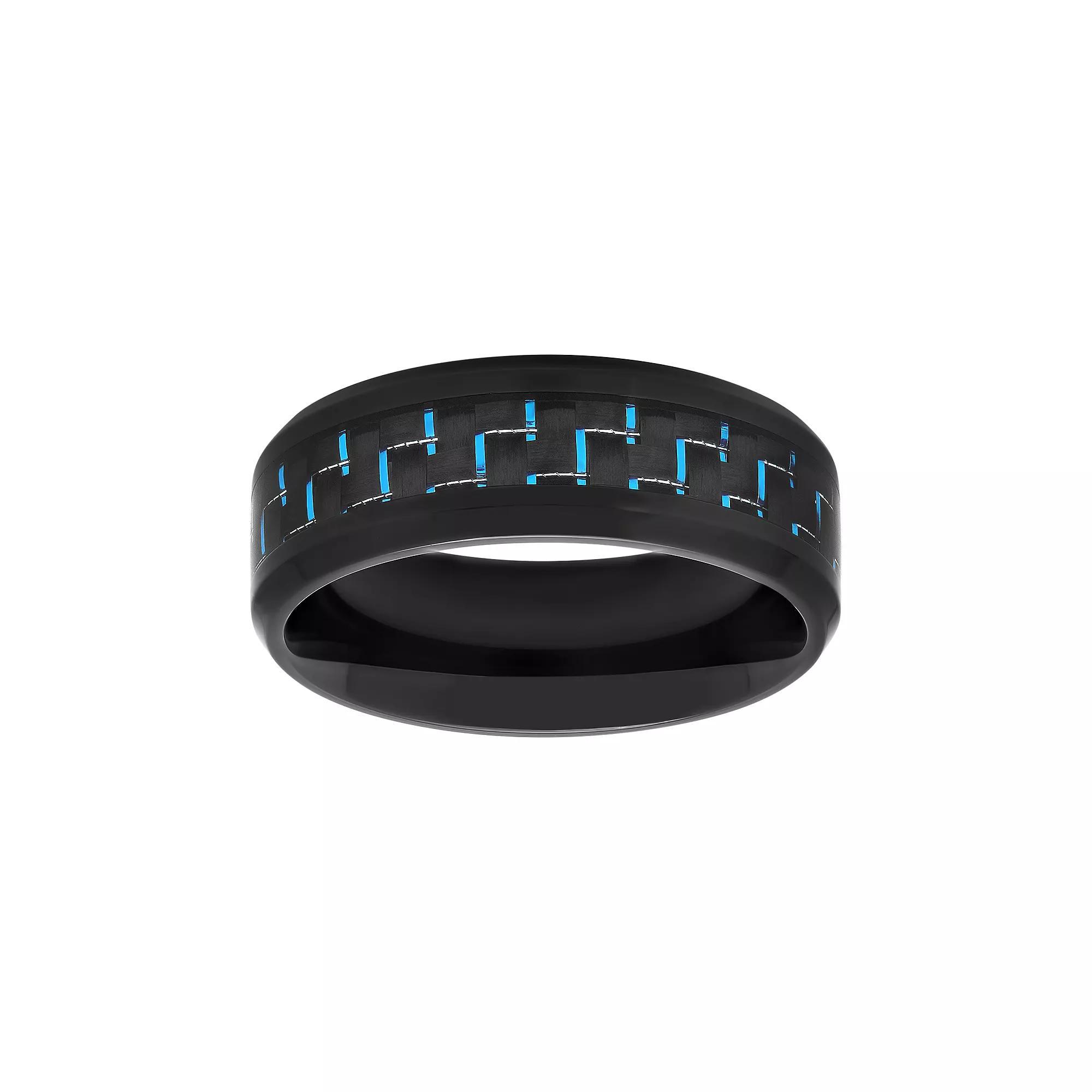 Men's Stainless Steel Woven Wedding Band, Size: 14, Black Product Image