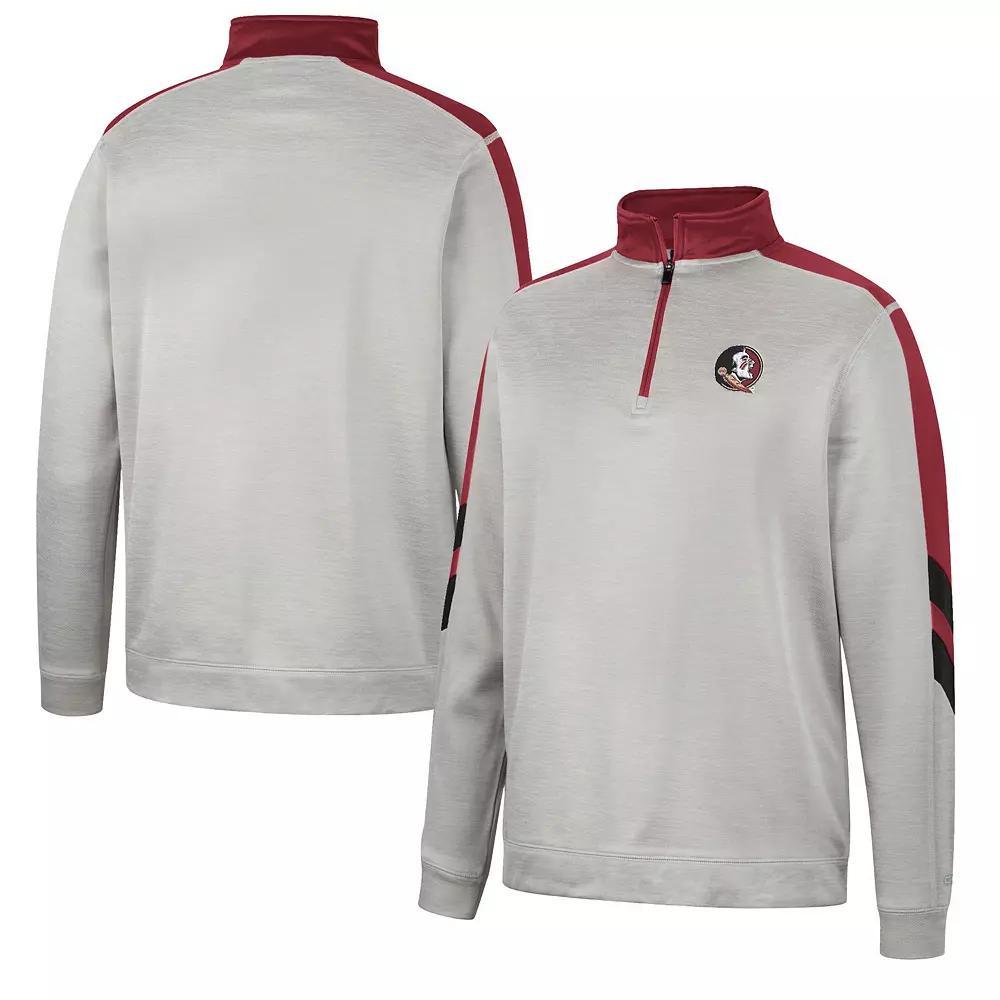Men's Colosseum Gray/Garnet Florida State Seminoles Bushwood Fleece Quarter-Zip Jacket, Size: XL, Grey Product Image