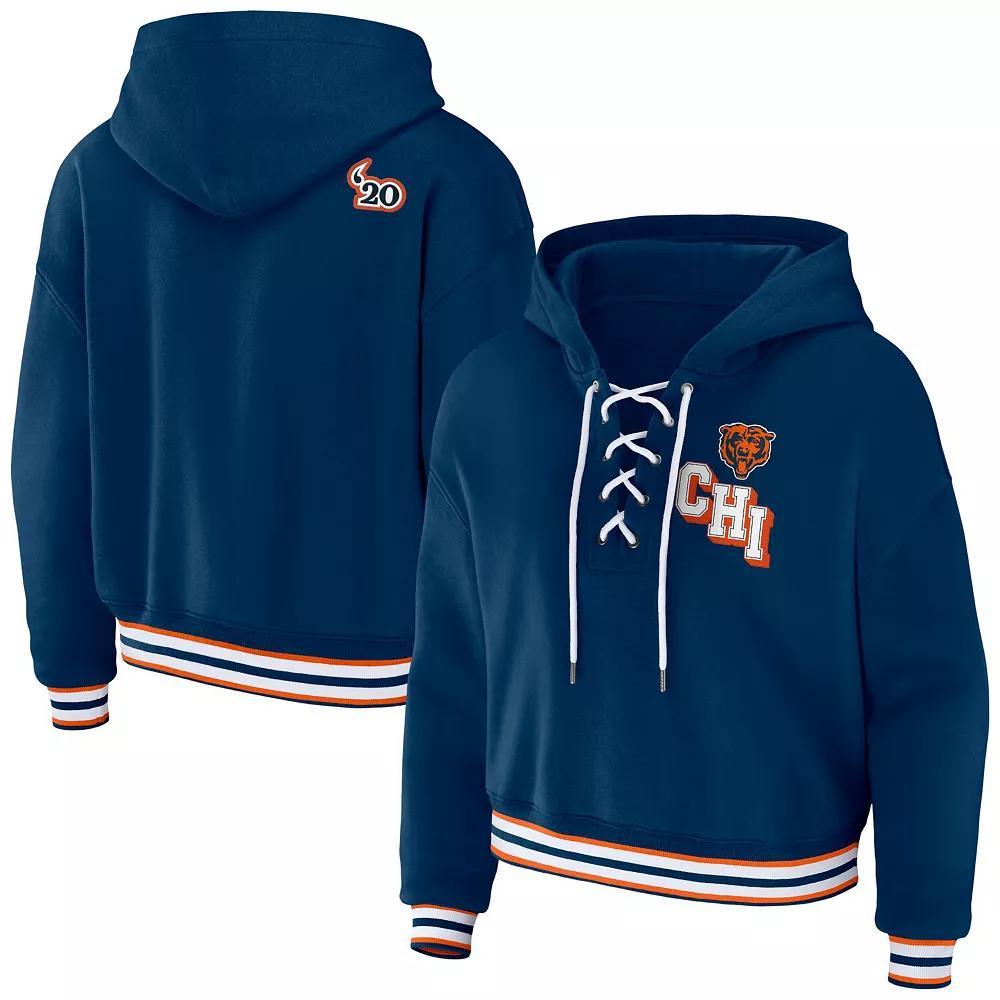 Womens WEAR by Erin Andrews Denver Broncos Lace-Up Pullover Hoodie Blue Product Image