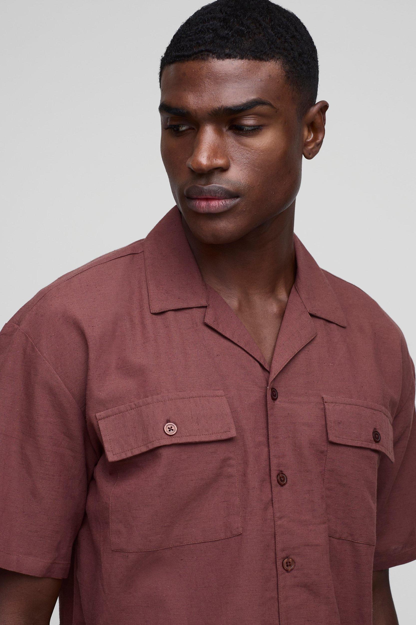 Oversized Cargo Pocket Shirt & Short Set | boohooMAN USA Product Image