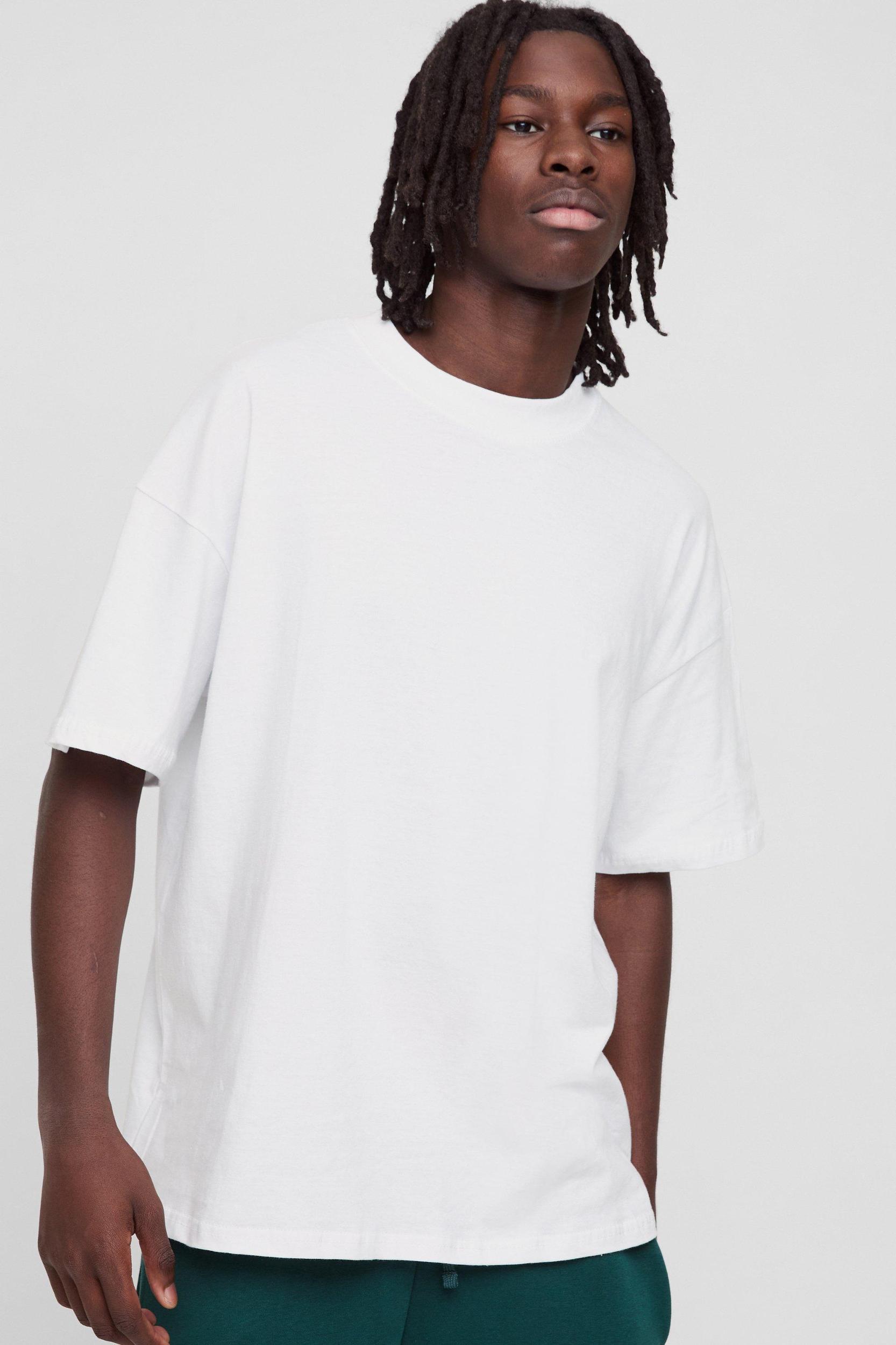 Mens Basic Oversized Crew Neck T-shirt - White Product Image