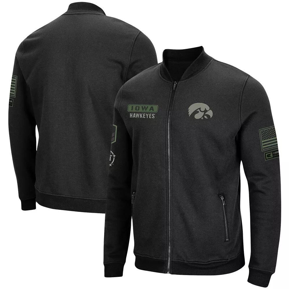 Men's Colosseum Black Iowa Hawkeyes OHT Military Appreciation High-Speed Bomber Full-Zip Jacket, Size: Small Product Image