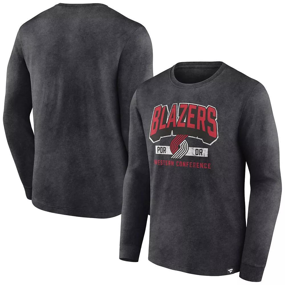 Men's Fanatics Branded Heather Charcoal Charlotte Hornets Front Court Press Snow Wash Long Sleeve T-Shirt, Size: 4XL, Chr Charco Product Image