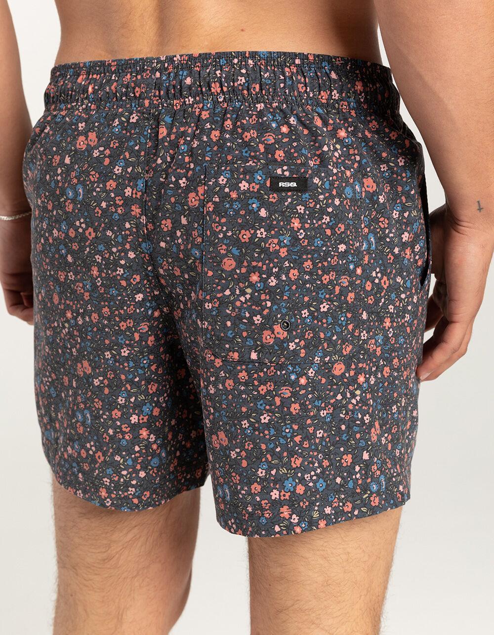 RSQ Mens Ditsy Floral 5" Swim Shorts - BLACK COMBO Product Image