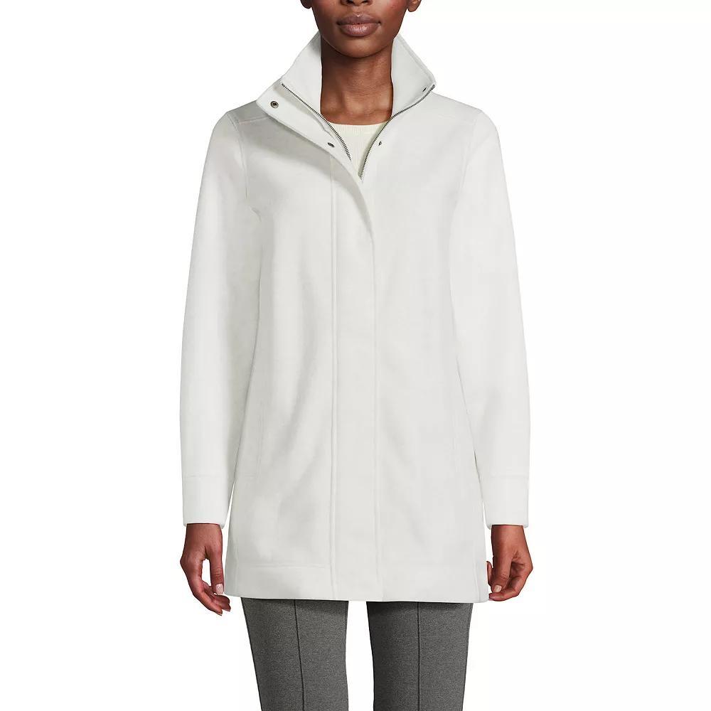 Women's Lands' End Luxe Fleece Long Coat, Size: XL, Bright Gray Grey Product Image