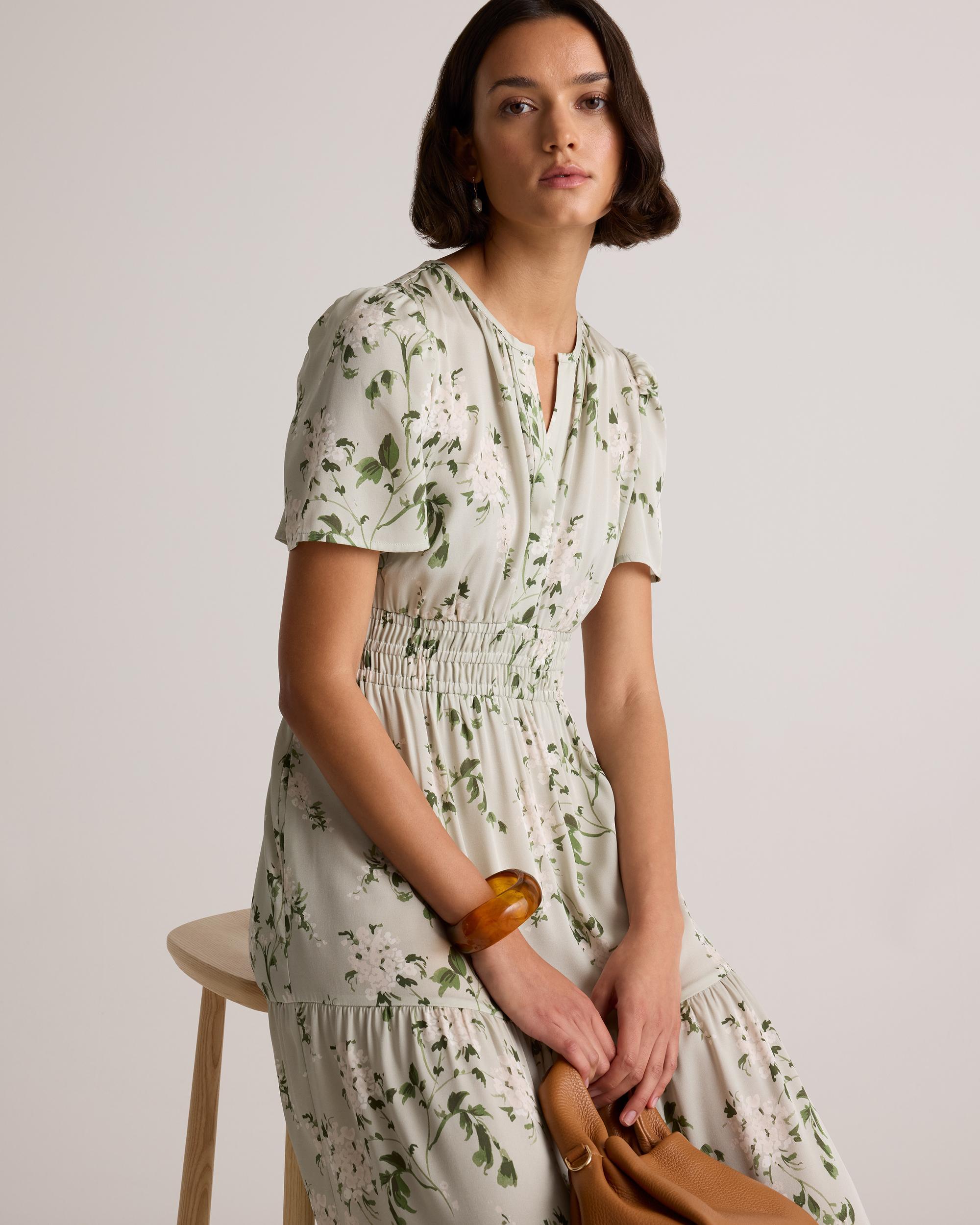 Quince | Women's Washable Stretch Silk Tiered Maxi Dress Size XS Product Image